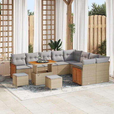 Tuinbankenset 13 st 9-Aantal zitplaatsen Beige en Licht Grijs