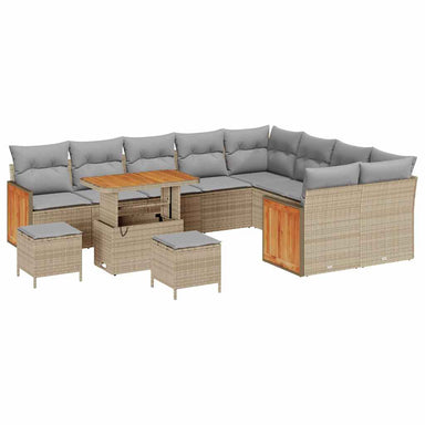 Tuinbankenset 13 st 9-Aantal zitplaatsen Beige en Licht Grijs
