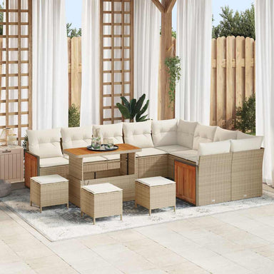 Tuinbankenset 14 st 10-Aantal zitplaatsen Beige en Crème