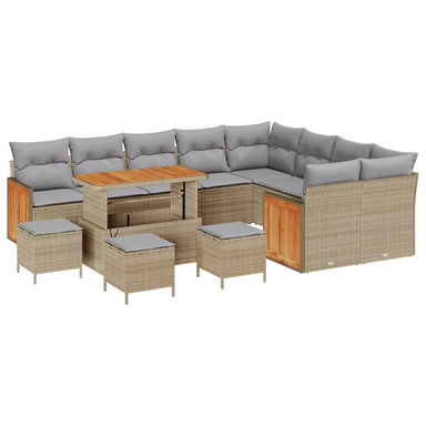 Tuinbankenset 14 st 10-Aantal zitplaatsen Beige en Licht Grijs