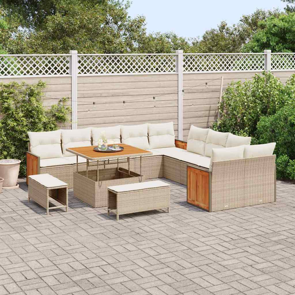 Tuinbankenset 17 st 12-Aantal zitplaatsen Beige en Crème