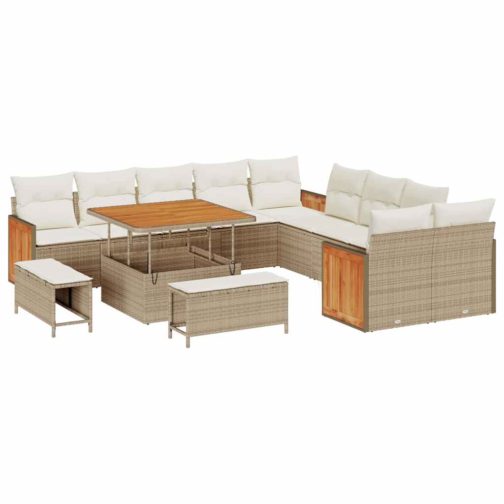 Tuinbankenset 17 st 12-Aantal zitplaatsen Beige en Crème