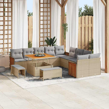 Tuinbankenset 17 st 12-Aantal zitplaatsen Beige en Licht Grijs