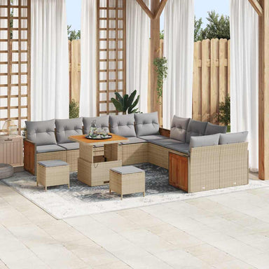 Tuinbankenset 17 st 10-Aantal zitplaatsen Beige en Licht Grijs