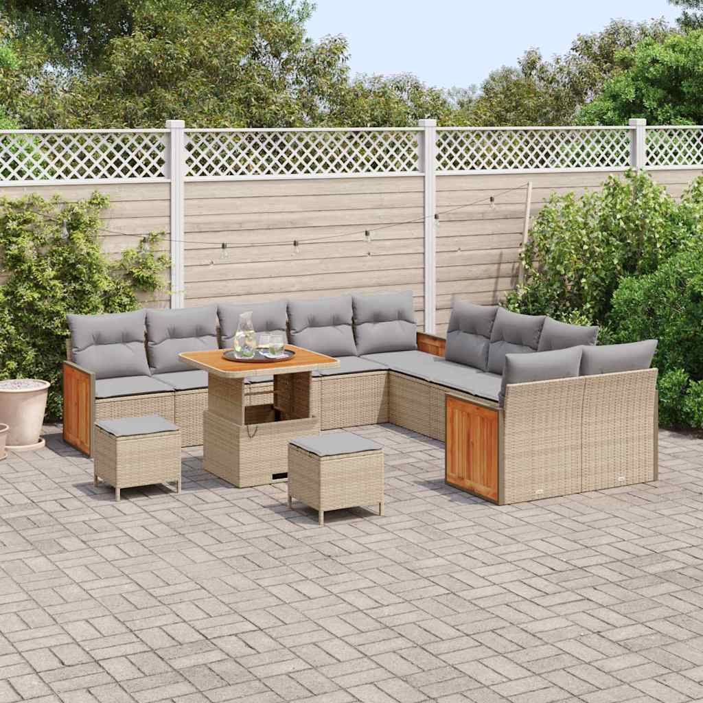 Tuinbankenset 17 st 10-Aantal zitplaatsen Beige en Licht Grijs