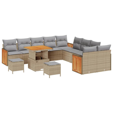 Tuinbankenset 17 st 10-Aantal zitplaatsen Beige en Licht Grijs