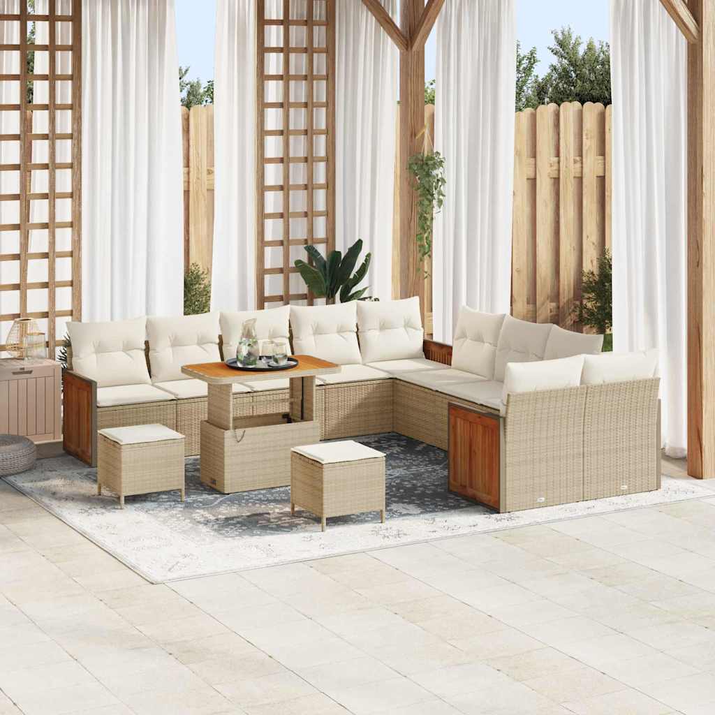 Tuinbankenset 17 st 10-Aantal zitplaatsen Beige en Crème