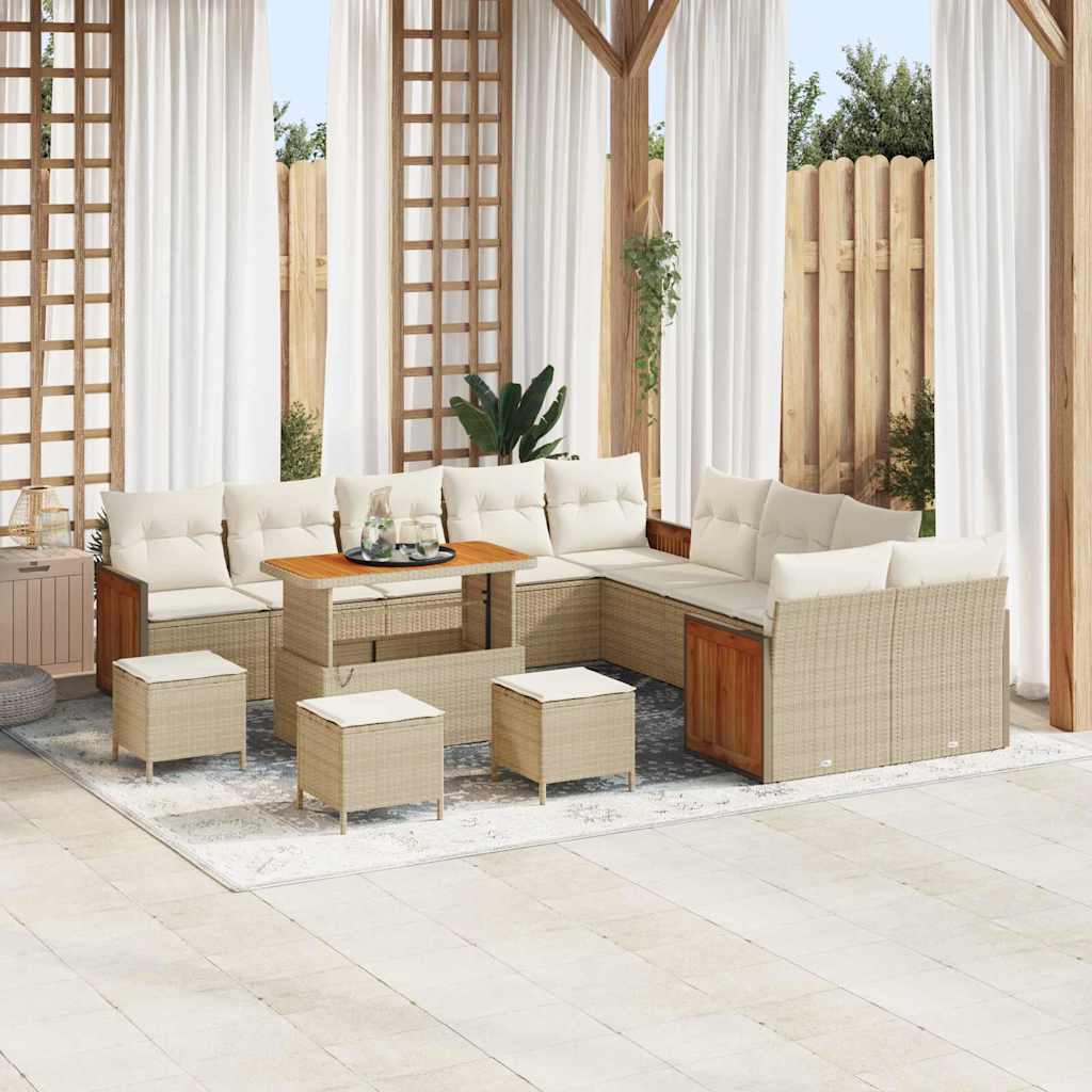 Tuinbankenset 18 st 11-Aantal zitplaatsen Beige en Crème