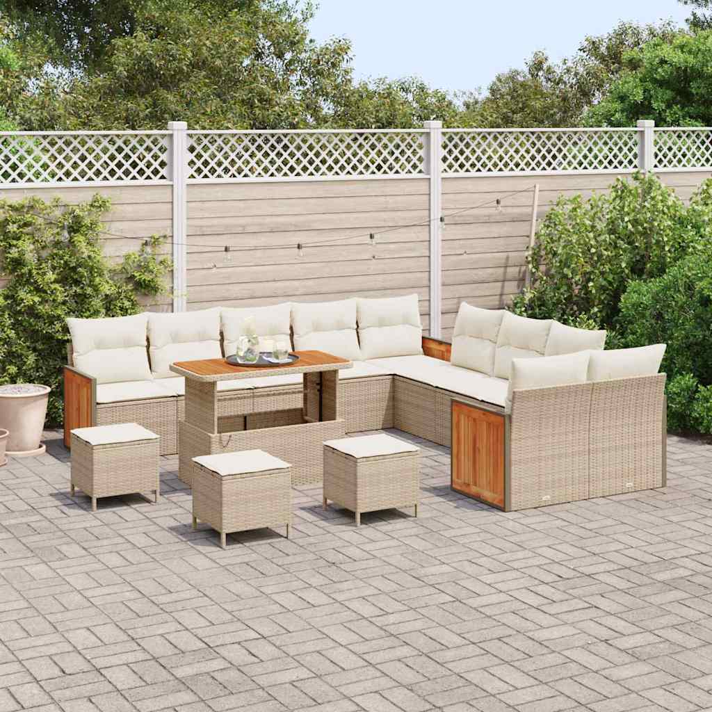 Tuinbankenset 18 st 11-Aantal zitplaatsen Beige en Crème