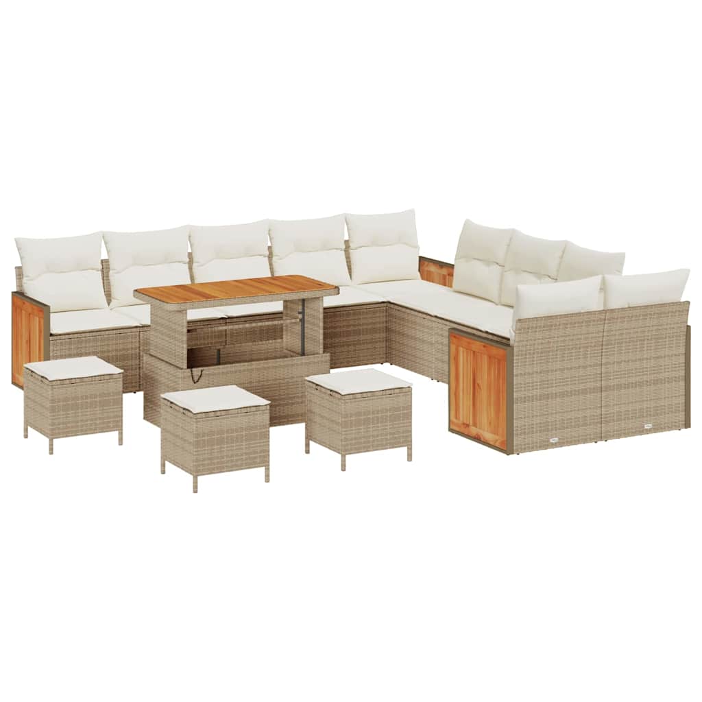 Tuinbankenset 18 st 11-Aantal zitplaatsen Beige en Crème