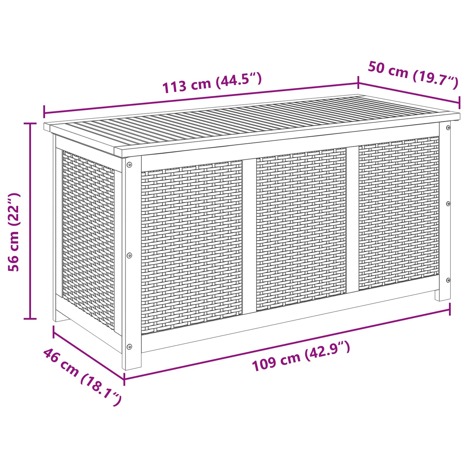 Tuinopslagdoos 185 L Massief Acaciahout 113 x 50 x 56 cm Beige