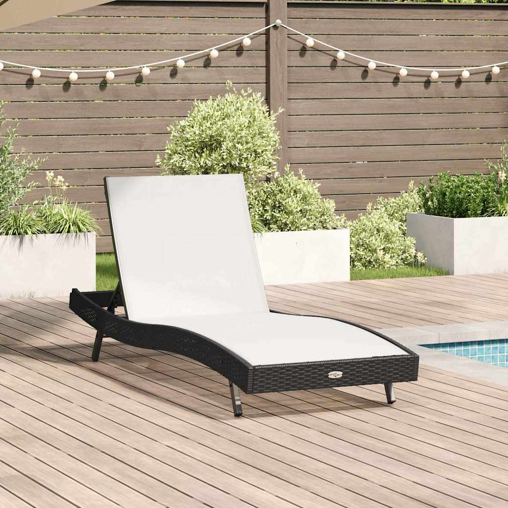 Ligstoel Zwart en Wit 197 x 70 x 82 cm poly rattan