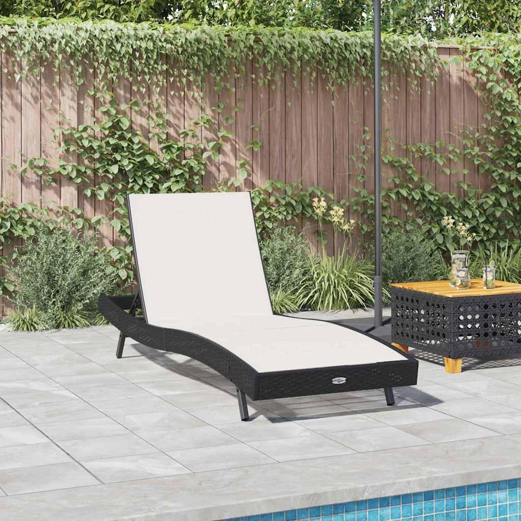 Ligstoel Zwart en Wit 197 x 70 x 82 cm poly rattan