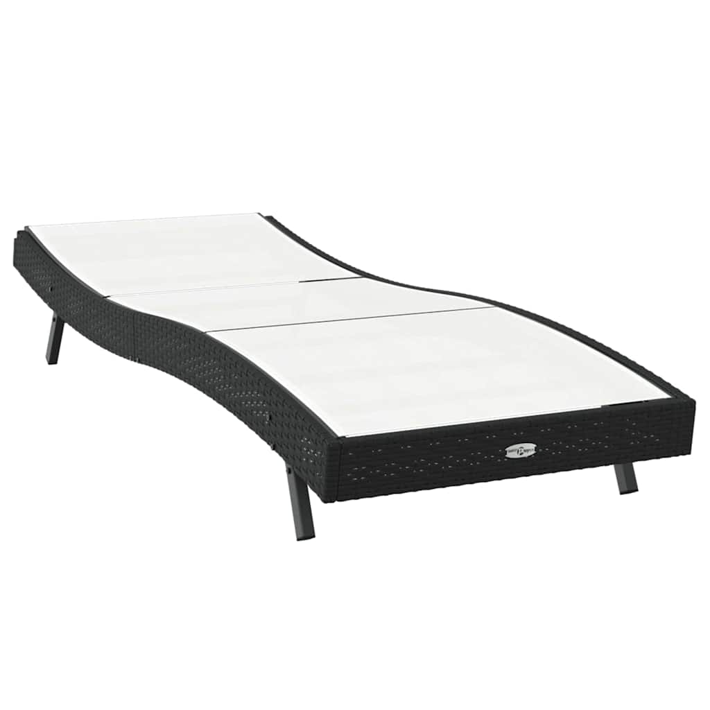 Ligstoel Zwart en Wit 197 x 70 x 82 cm poly rattan