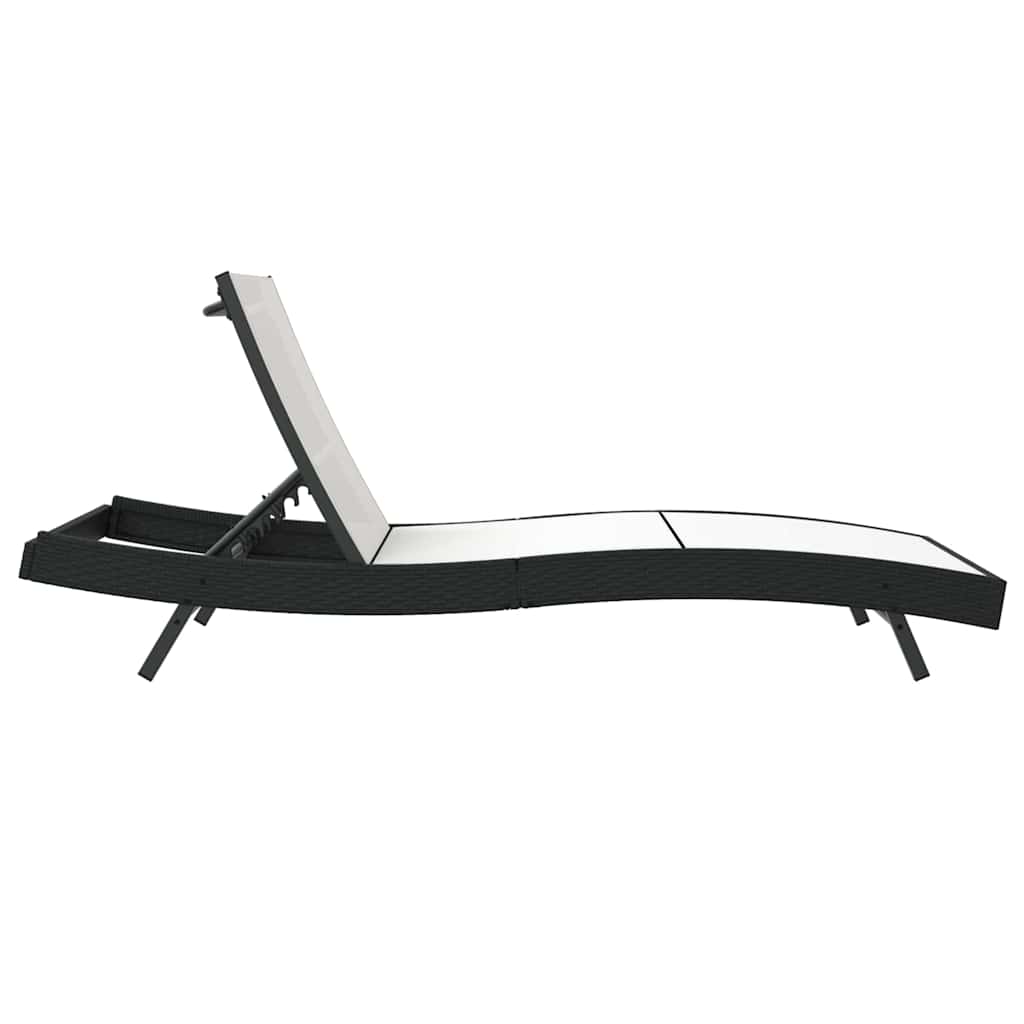 Ligstoel Zwart en Wit 197 x 70 x 82 cm poly rattan