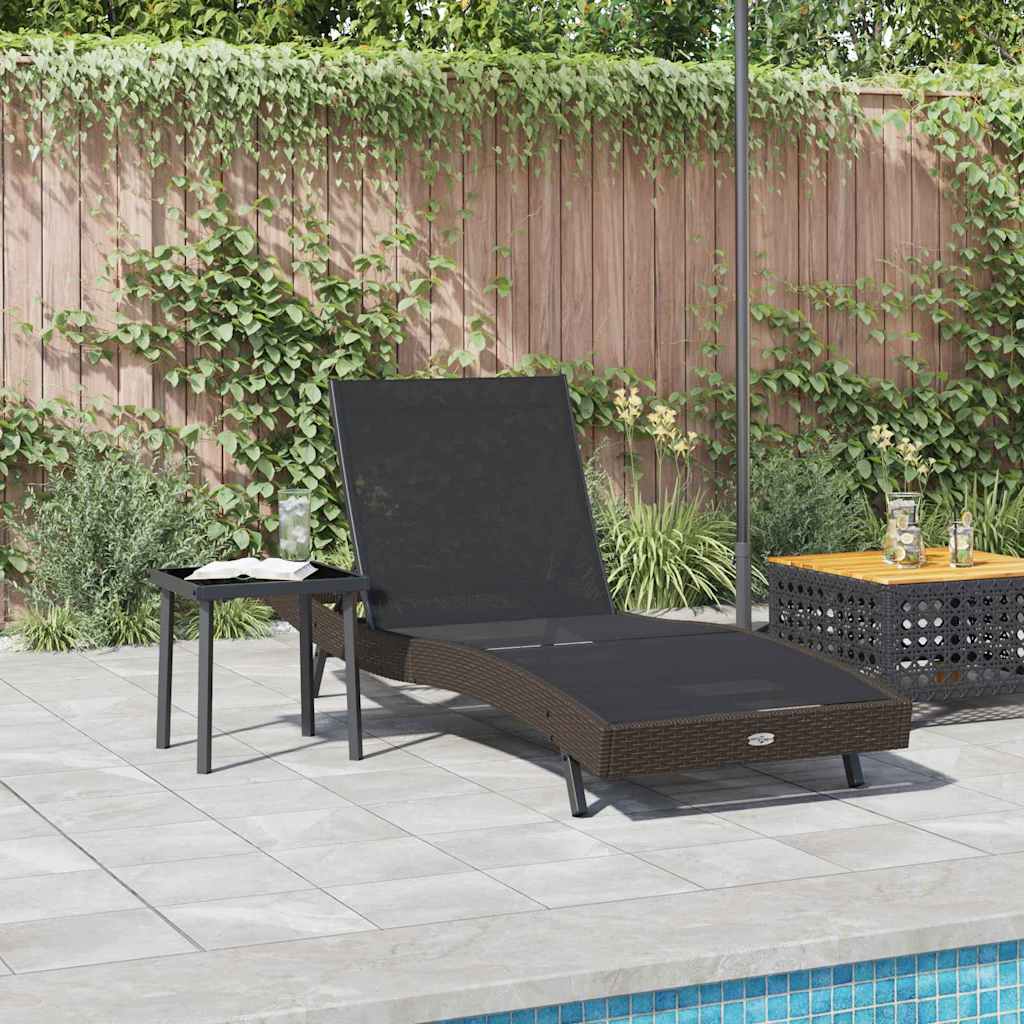 Ligstoel 2 st poly rattan Zwart en Bruin