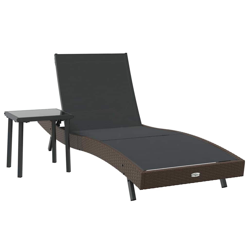 Ligstoel 2 st poly rattan Zwart en Bruin