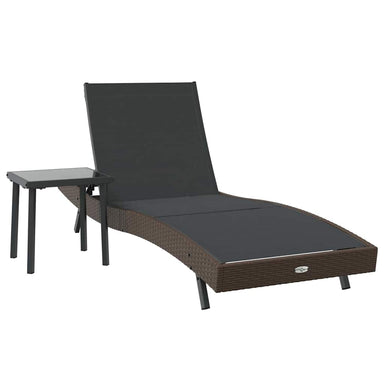 Ligstoel 2 st poly rattan Zwart en Bruin