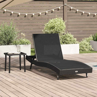 Ligstoel 2 st poly rattan Zwart