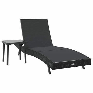Ligstoel 2 st poly rattan Zwart