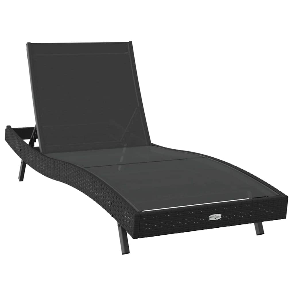 Ligstoel 2 st poly rattan Zwart
