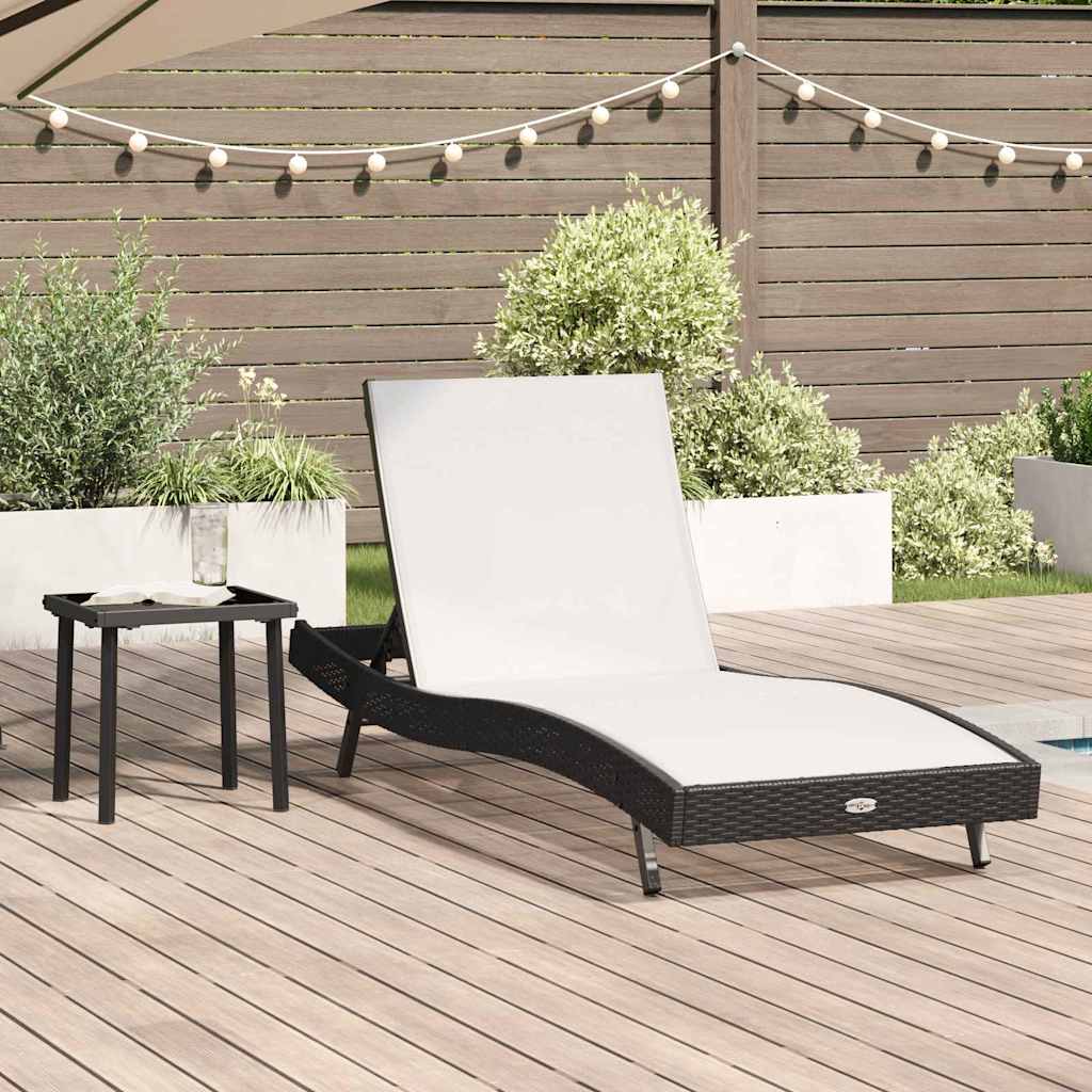 Ligstoel 2 st poly rattan Zwart en Wit