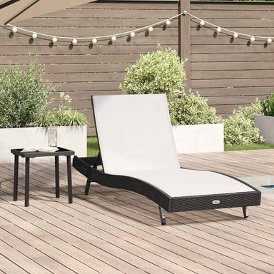 Ligstoel 2 st poly rattan Zwart en Wit