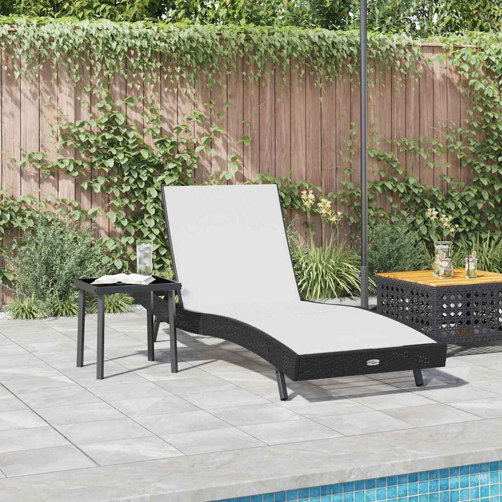 Ligstoel 2 st poly rattan Zwart en Wit