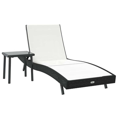 Ligstoel 2 st poly rattan Zwart en Wit