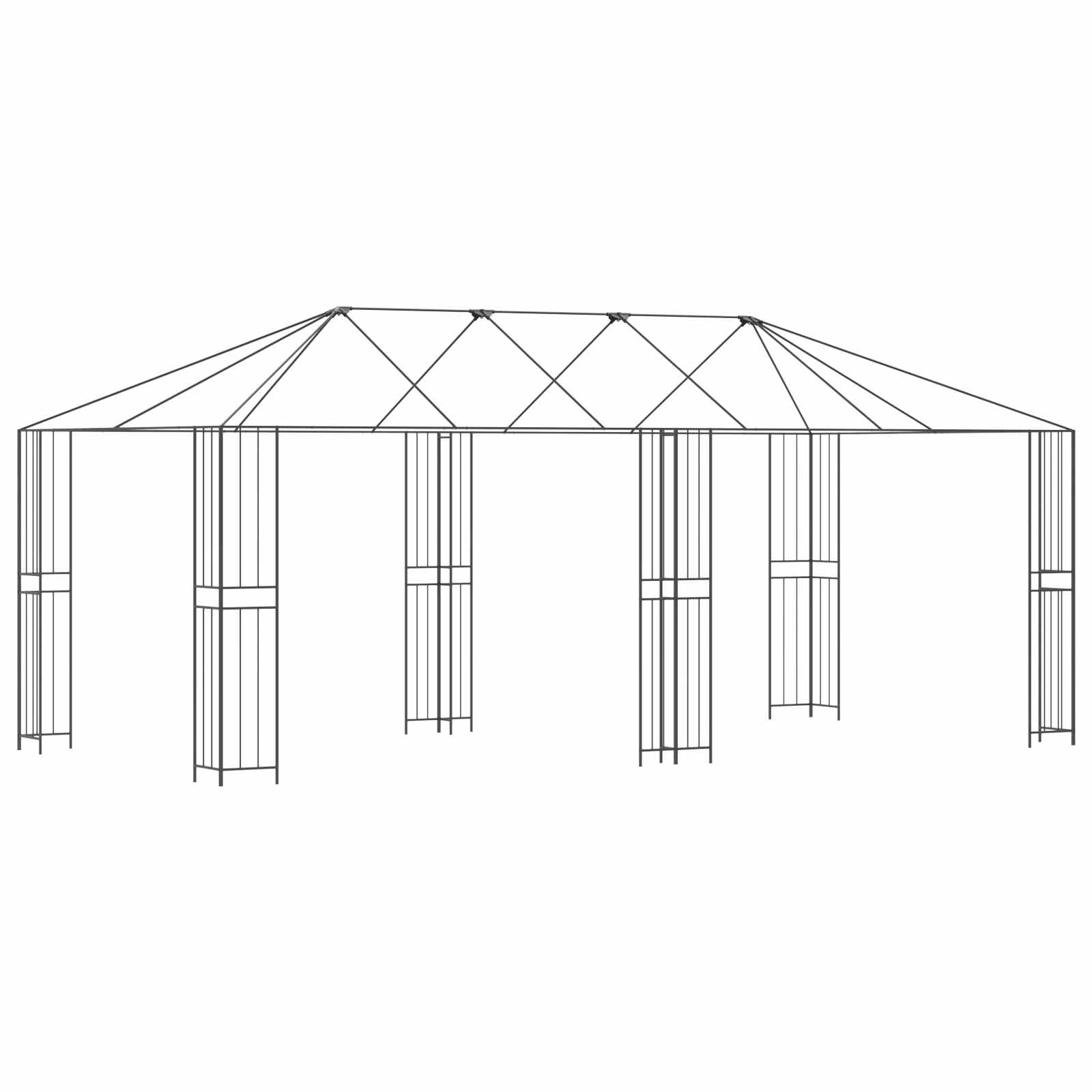 Tuinhuisframe zonder tentdoek 6 x 3 m Zwart Staal