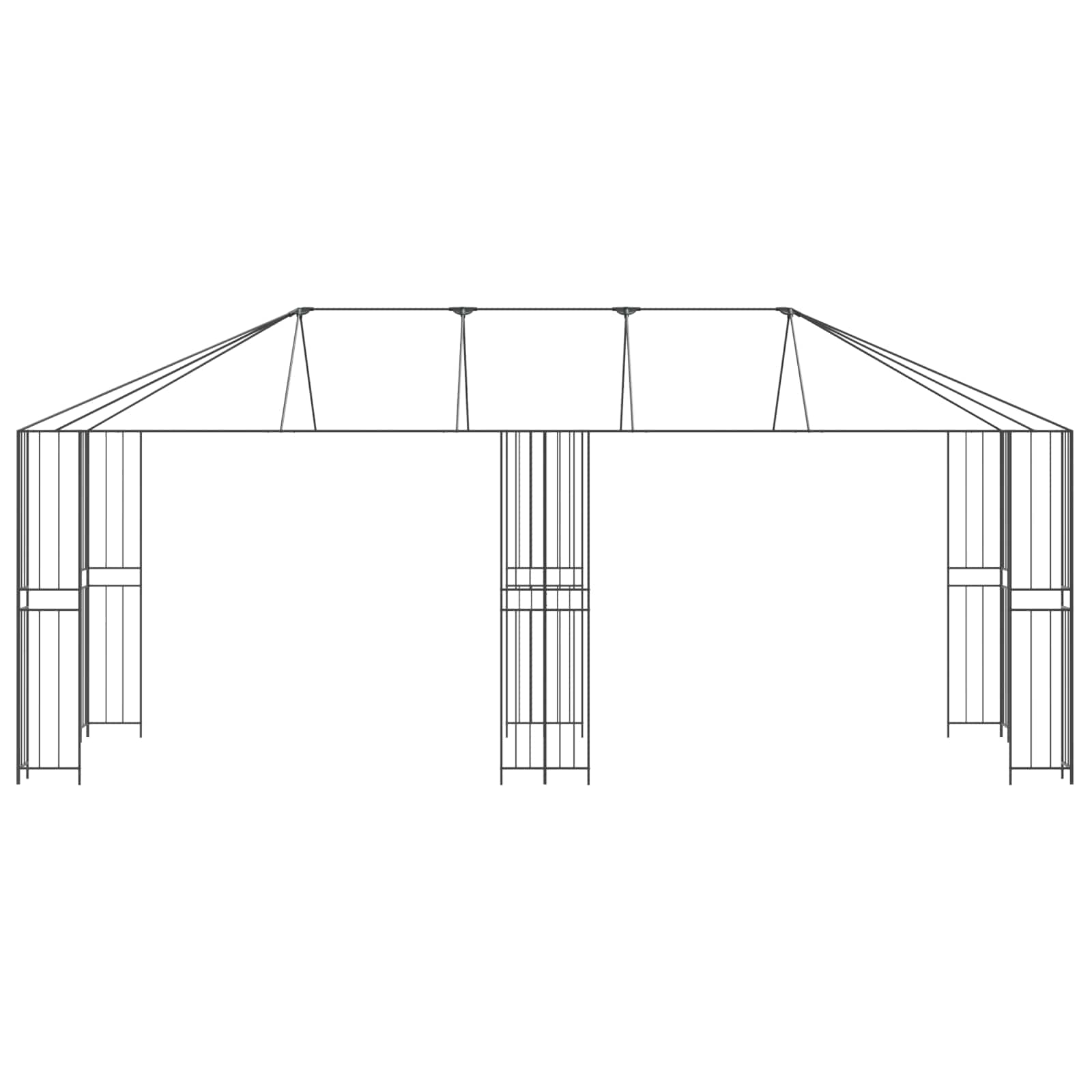 Tuinhuisframe zonder tentdoek 6 x 3 m Zwart Staal