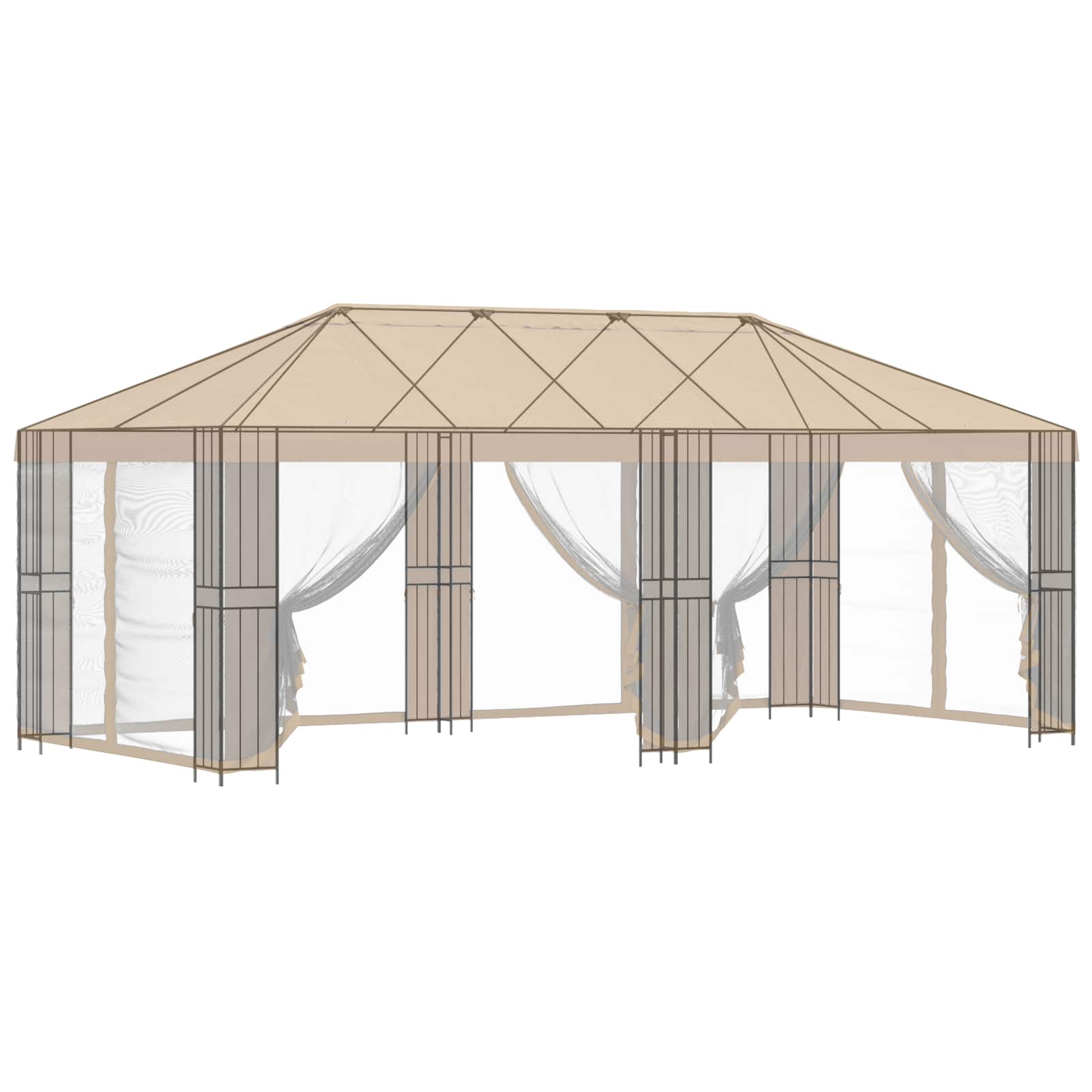 Tuinhuisframe zonder tentdoek 6 x 3 m Zwart Staal