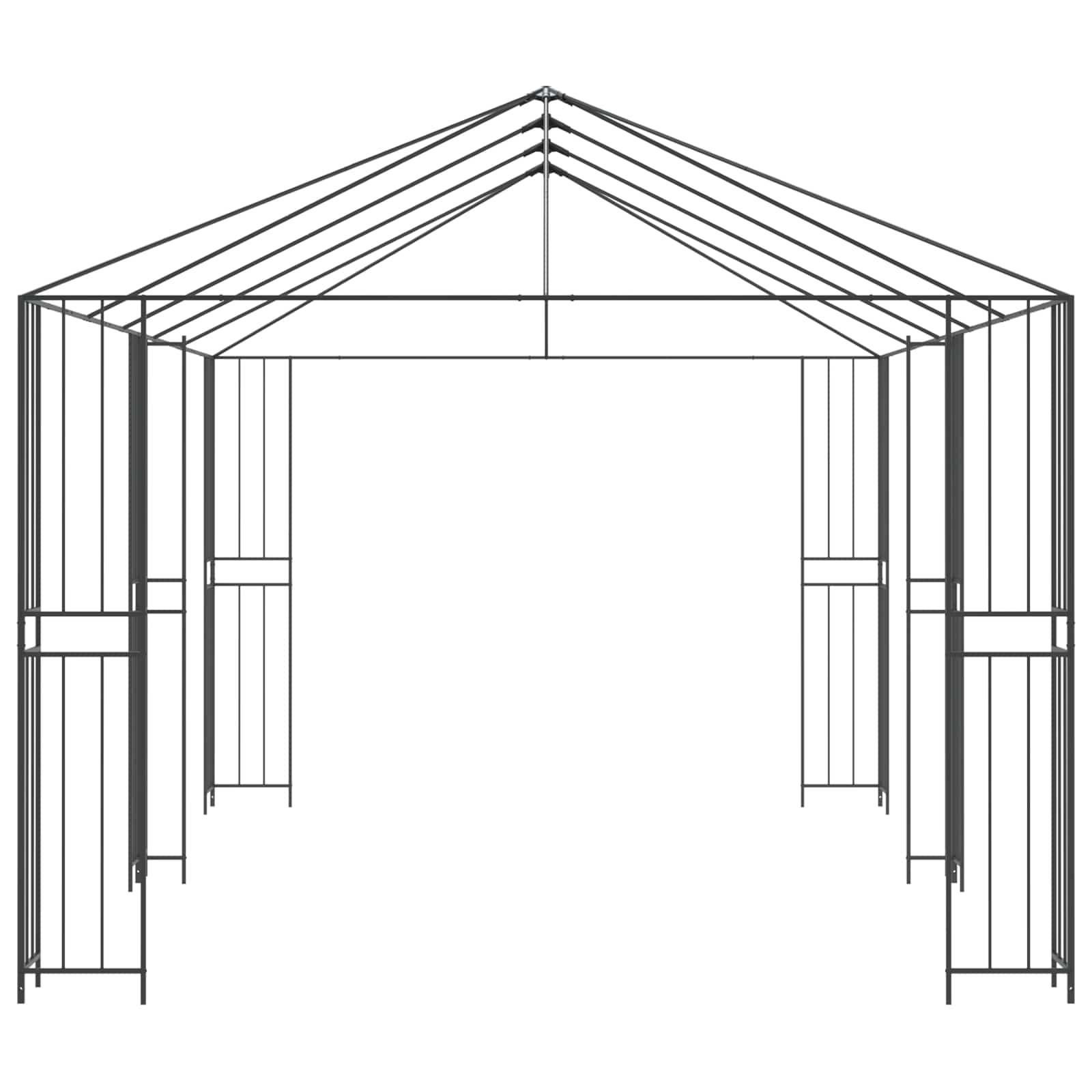 Tuinhuisframe zonder tentdoek 6 x 3 m Zwart Staal