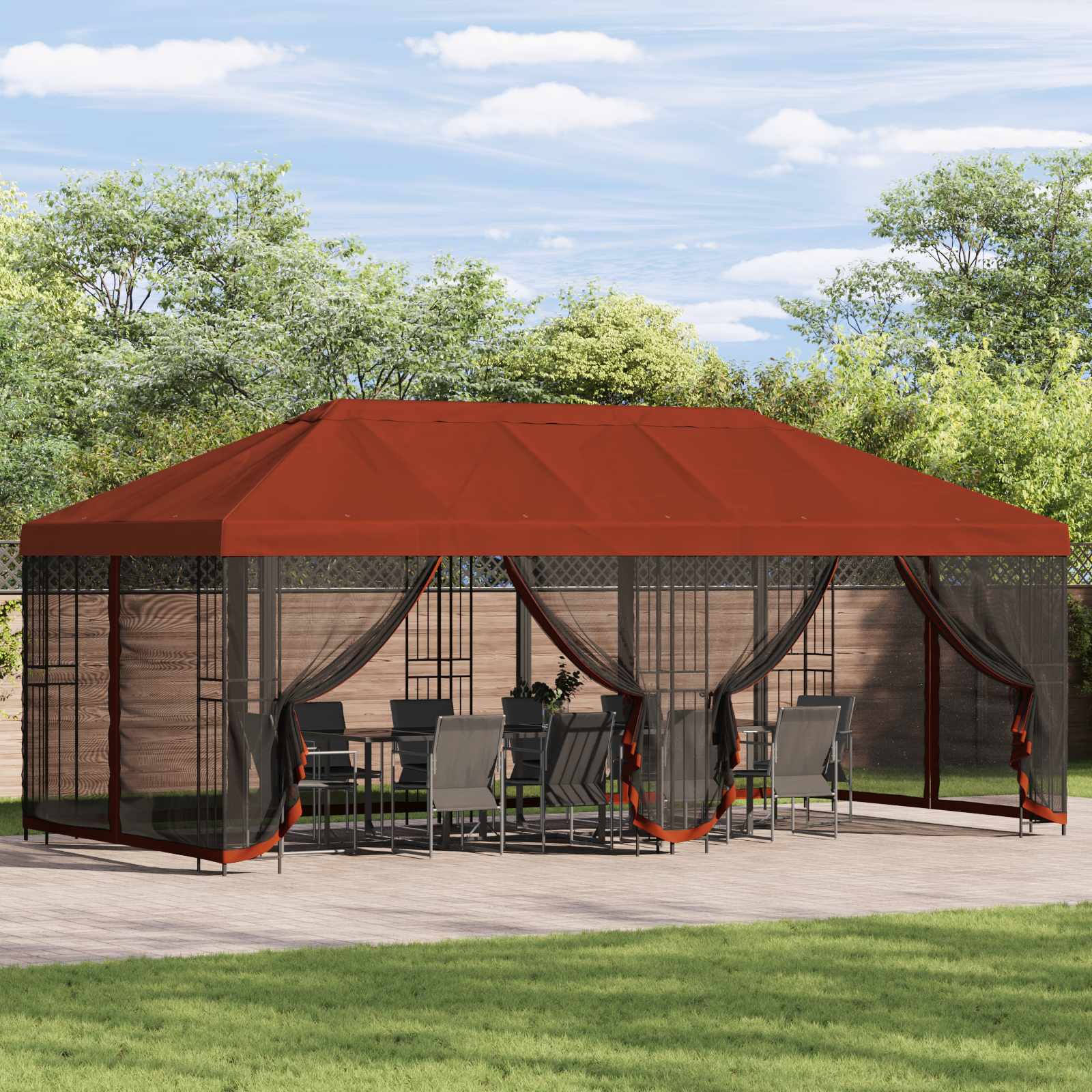 Tuinprieel 6 x 3 m Terracotta Polyester en staal 190 gsm