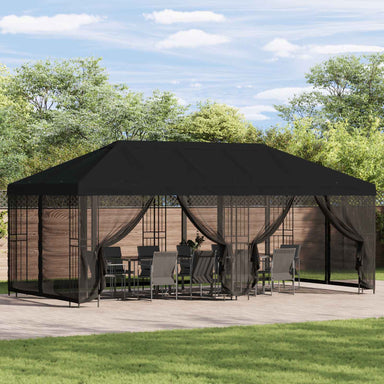 Tuinprieel 6 x 3 m Zwart Polyester en staal 190 gsm