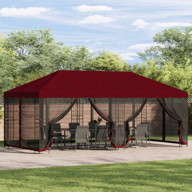 Tuinprieel 6 x 3 m Bordeauxrood Polyester en staal 190 gsm