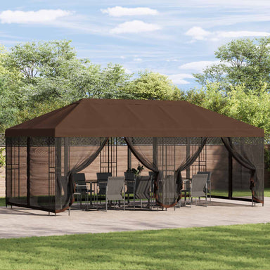 Tuinprieel 6 x 3 m Bruin Polyester en staal 190 gsm