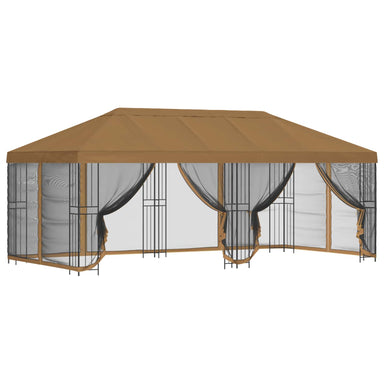 Paviljoen met zijwanden 6 x 3 m Beige Polyester en staal