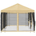Paviljoen met zijwanden 6 x 3 m Crèmekleurig Polyester en staal