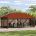 Paviljoen met zijwanden 6 x 3 m Terracotta Polyester en staal