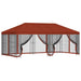 Paviljoen met zijwanden 6 x 3 m Terracotta Polyester en staal