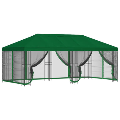 Paviljoen met zijwanden 6 x 3 m Groen Polyester en staal
