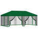 Paviljoen met zijwanden 6 x 3 m Groen Polyester en staal