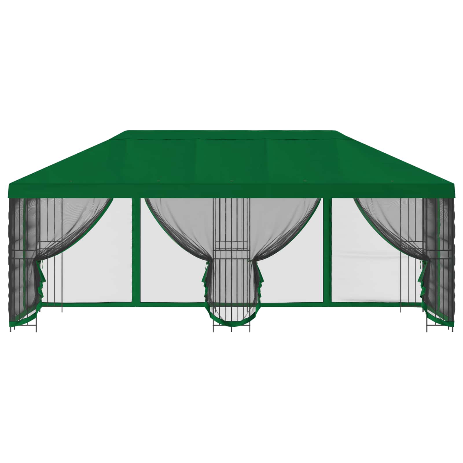 Paviljoen met zijwanden 6 x 3 m Groen Polyester en staal