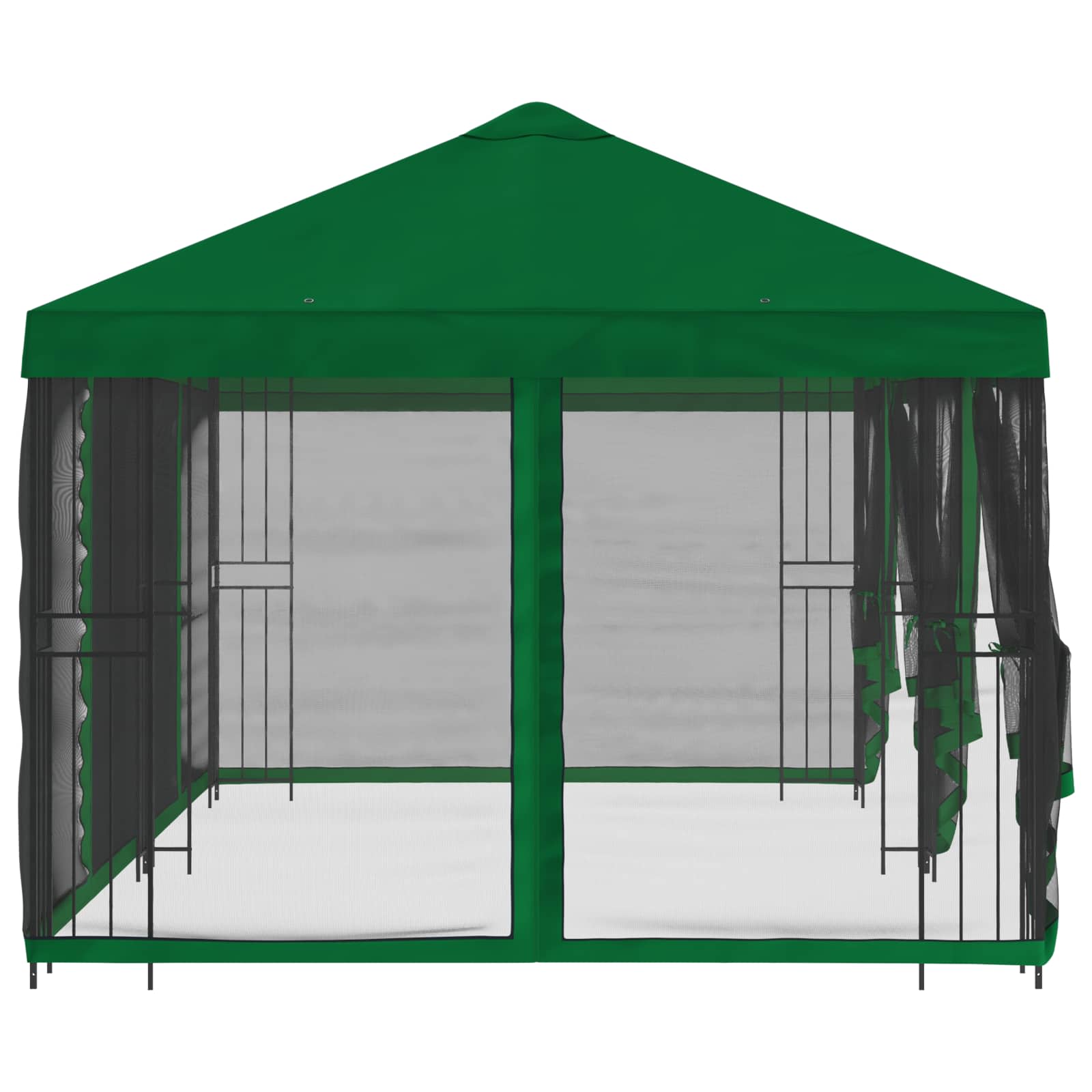Paviljoen met zijwanden 6 x 3 m Groen Polyester en staal