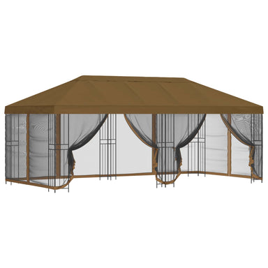 Paviljoen met zijwanden 6 x 3 m Taupe Polyester en staal