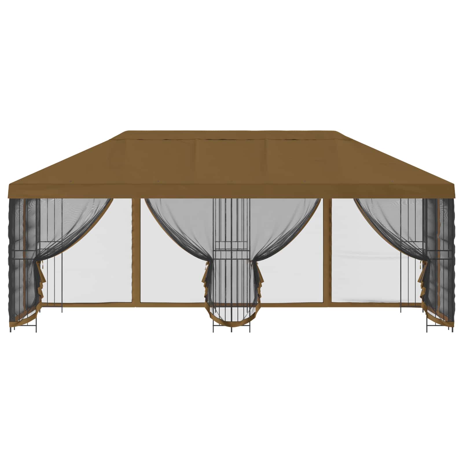 Paviljoen met zijwanden 6 x 3 m Taupe Polyester en staal