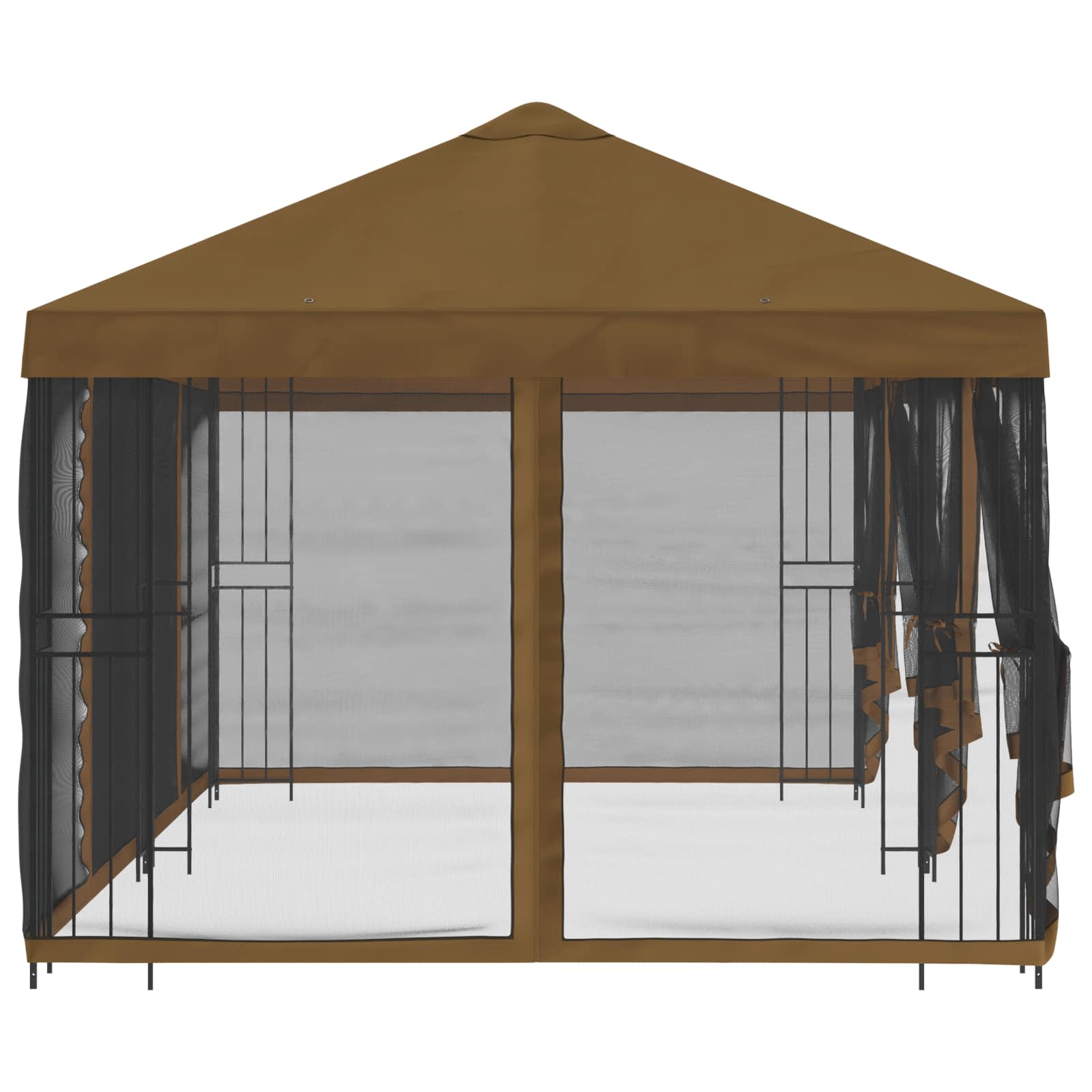 Paviljoen met zijwanden 6 x 3 m Taupe Polyester en staal