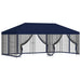 Paviljoen met zijwanden 6 x 3 m Blauw Polyester en staal