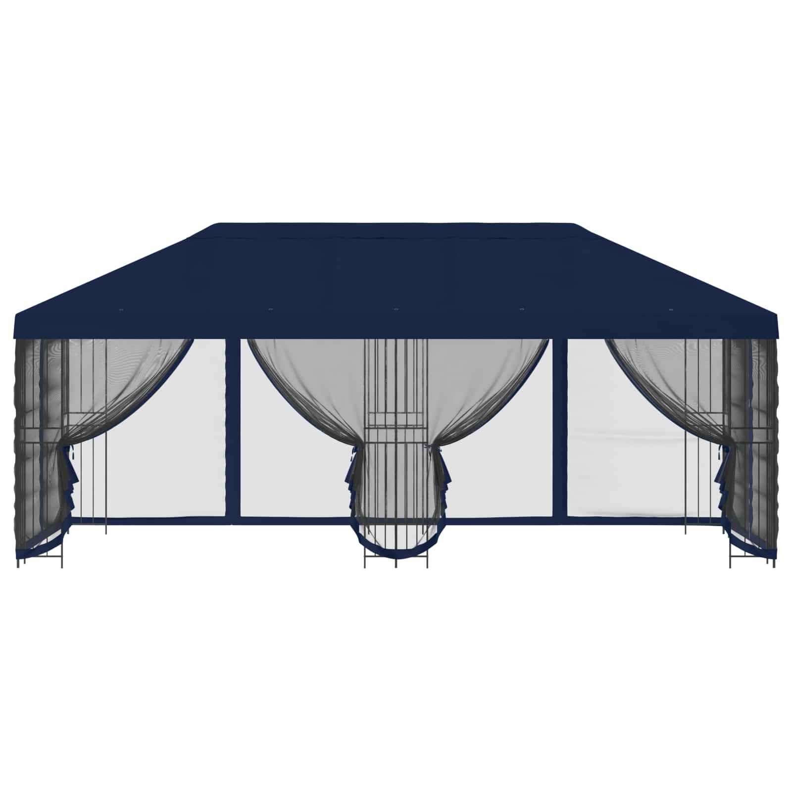Paviljoen met zijwanden 6 x 3 m Blauw Polyester en staal